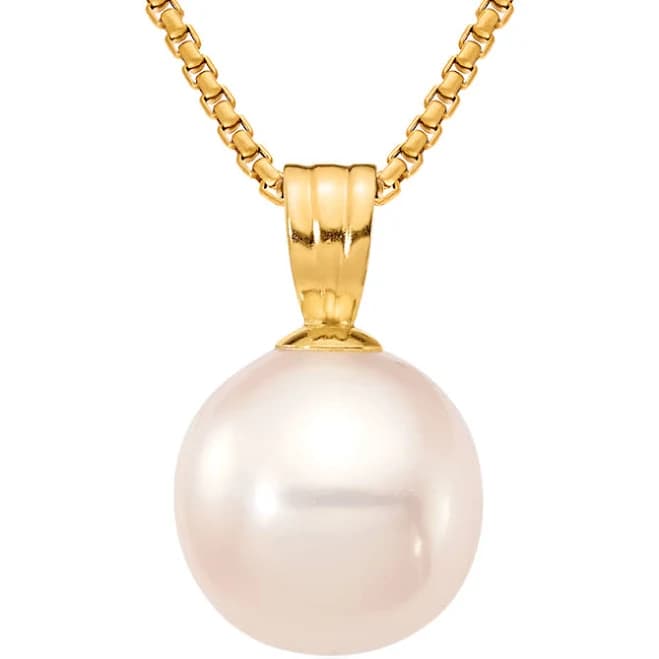 14K Solid Yellow Gold Freshwater Cultured Pearl Necklace