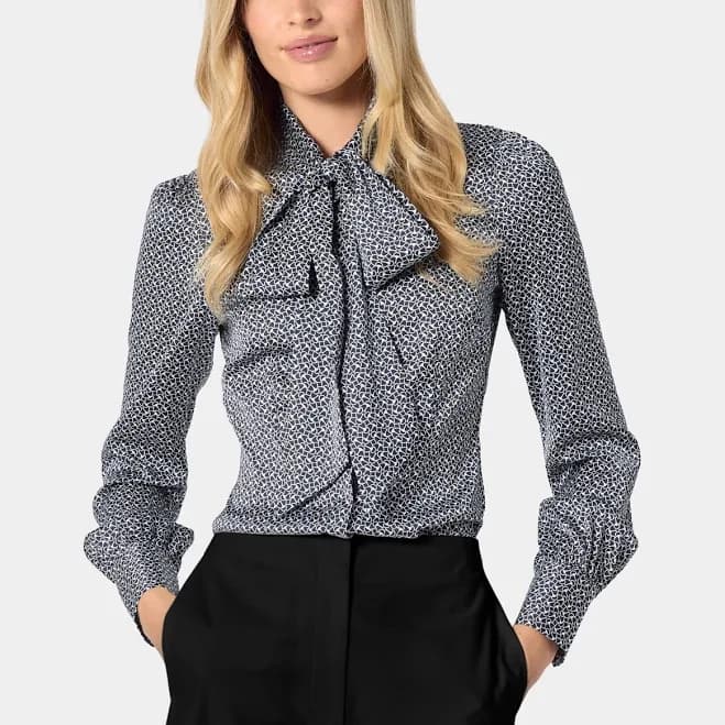 Hawes & Curtis Women's Geometric Pussybow Blouse