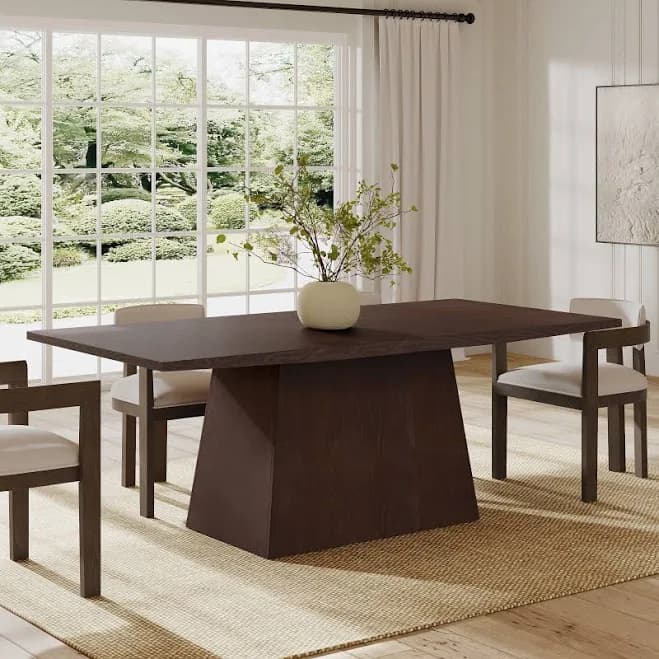 Christopher Knight Home Lowell Solid Wood Rectangular Pedestal Dining Table