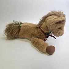 Vtg Plush Russ Chestnut Horse Christmas Brown Plush Red Satin Bow Holly 90s