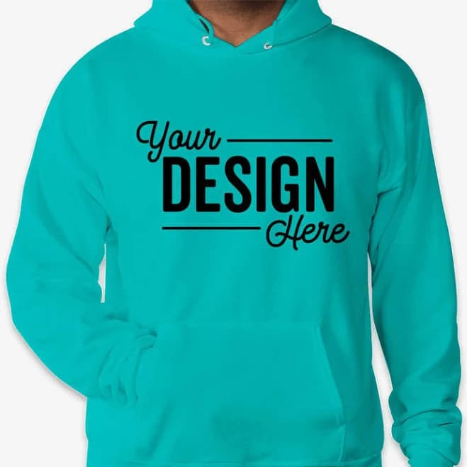 Custom Hanes EcoSmart 50/50 Pullover Hoodie - Athletic Teal - Size XL - Sample