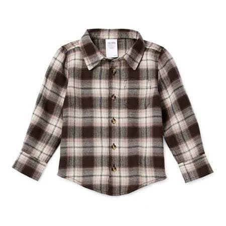 Okie Dokie Toddler Boys Regular Fit Long Sleeve Plaid Button-Down Shirt