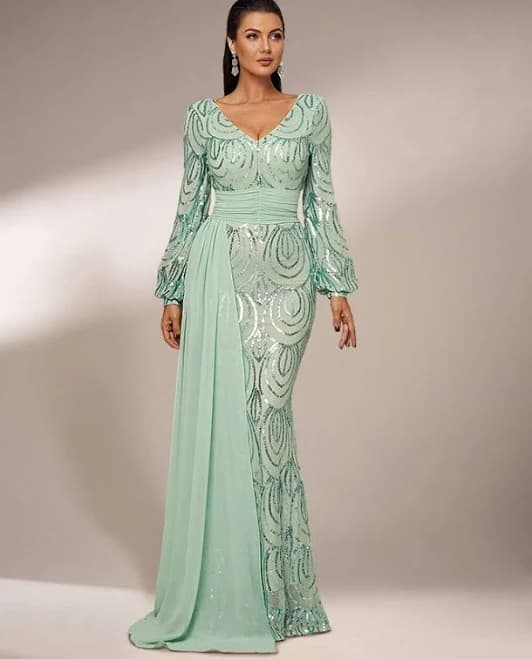 Sequin Long Sleeve Dress