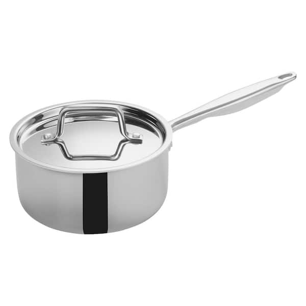 Winco 2.5 qt. Triply Stainless Steel Sauce Pan with Cover TGAP-3 - The Home Depot
