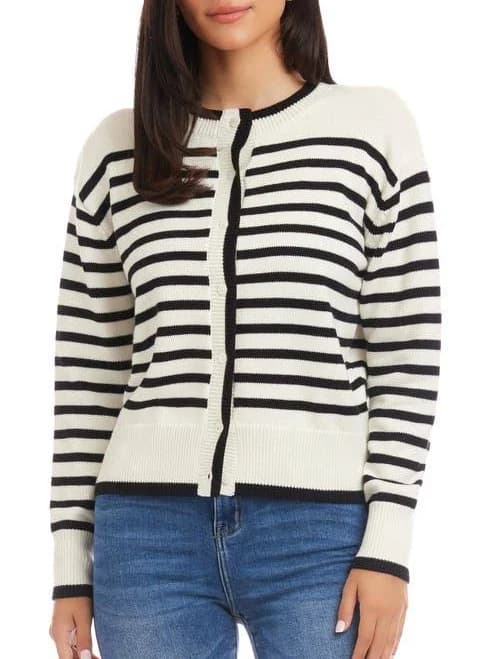 Karen Kane Women's Stripe Cardigan Sweater