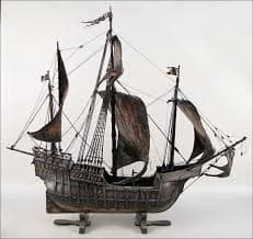 Painted Wood and Leather Scale Model Ship of the Santa Maria at 1stDibs | santa maria ship model, antique santa maria model ship, vintage santa maria model ship