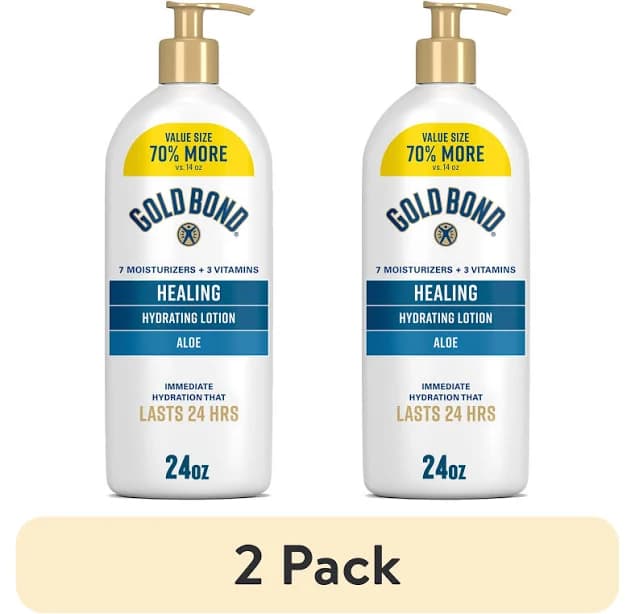 (2 pack) Gold Bond Healing Hydrating Body Lotion with Aloe, Moisturizer for Dry to Extra Dry Skin, 24-hr Hydration to Soothe & Comfort, Non-Greasy,