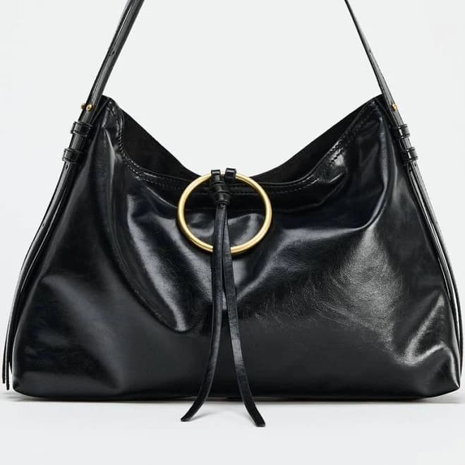 Zara Women's Metal Shoulder Bucket Bag