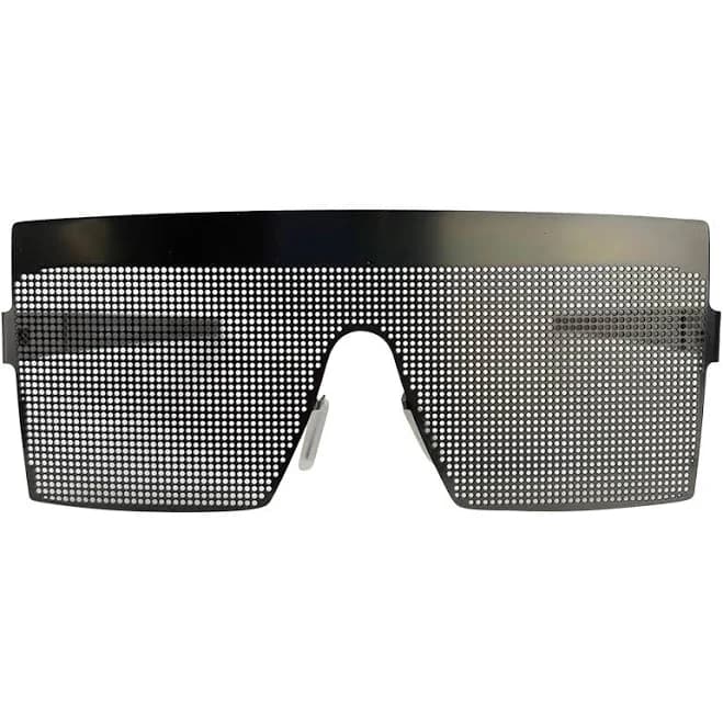 Blacked Out Oversized Metal Sleaze Shield Sunglasses