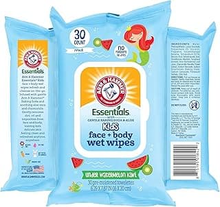 Under Watermelon Kiwi Baby Wipes - 30 Count Travel Friendly Face & Body Wet Wipes - 1 Flip-Top Pack of Towelettes Infused with Aloe Vera & Chamomile