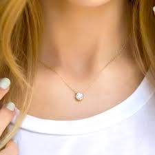 Jewelry | Round 1 Carat Cubic Zirconia Gold Pendant Necklace | Poshmark