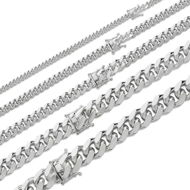 925 Sterling Silver Miami Cuban Link Chain Necklace