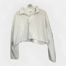 John Galt Brandy Melville White Cropped Collared Sweatshirt One Size OS Cotton