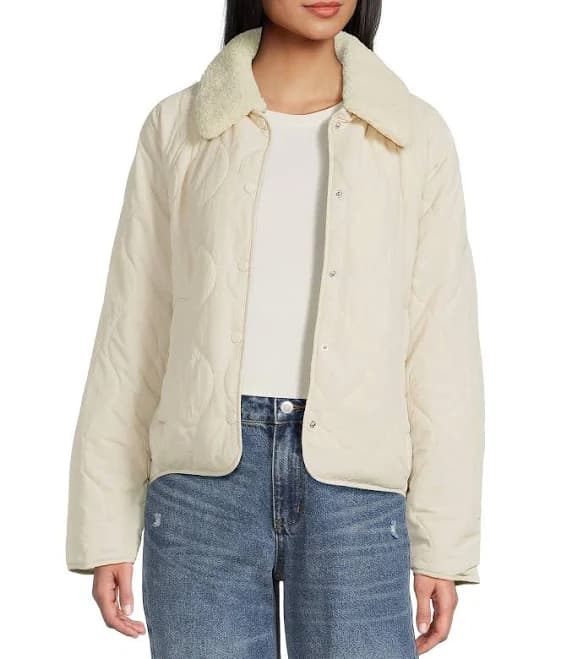 Copper Key Faux Fur Quilted Jacket