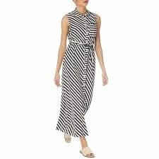 KAREN MILLEN. Black/White Diagonal Stripe Dress US2/UK6