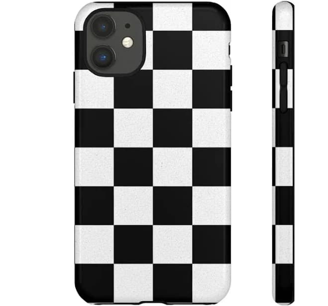 Black and White Zoomed Checkerboard iPhone Cases