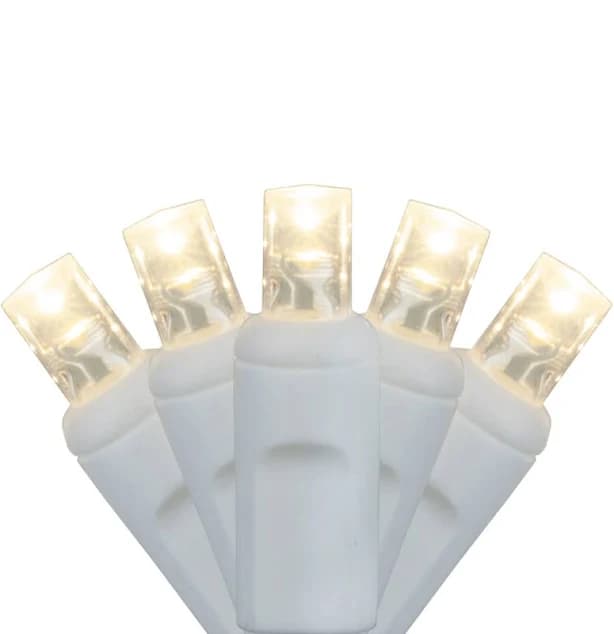 70 5mm Warm White LED Christmas Lights with White Wire
