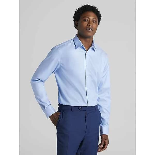 Calvin Klein Men's Classic Fit Supima CottonDress Shirt , Lt Blue Solid - Size: 17 34/35