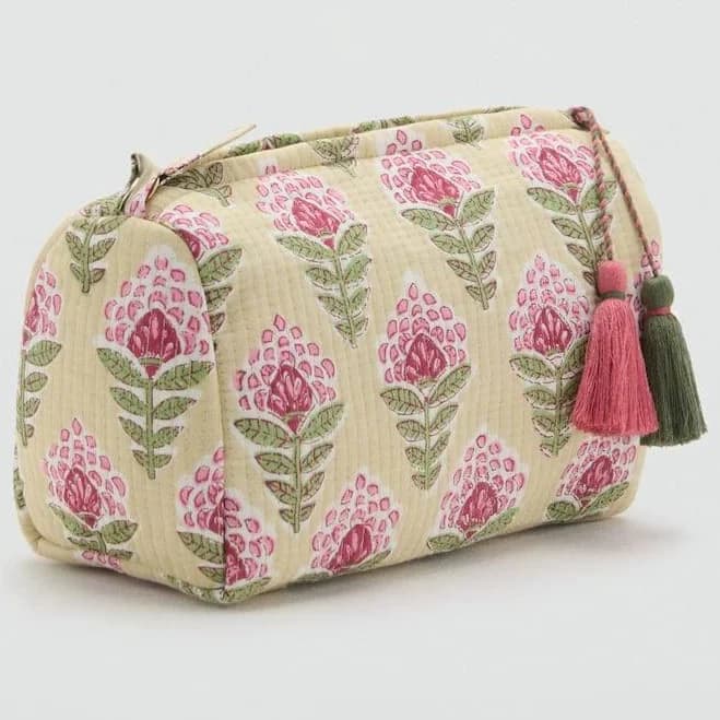 Mango Textured Cotton Cosmetic Bag