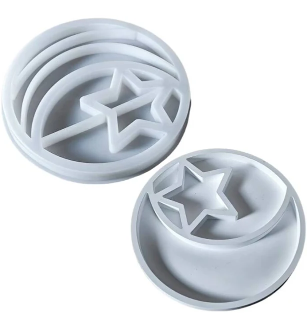Sturdy Star Moon Silicone Mold Round Tray For Craft Supplies And