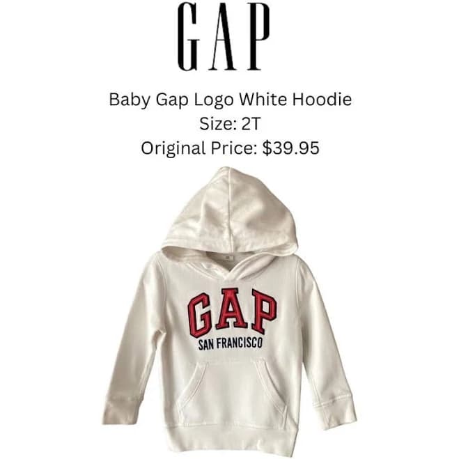 Gap Shirts & Tops | Baby Gap Logo White Hoodie | Color: Red/White | Size: 2tg | Shopwashe's Closet