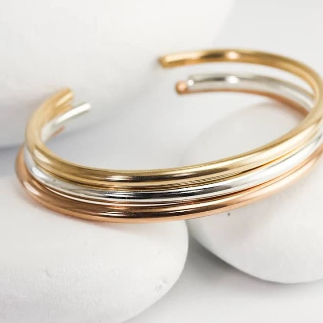 14K Rose Gold Fill Sterling Silver Boho Stacking Bracelets