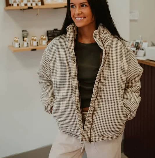 Gingham Puffer Jacket