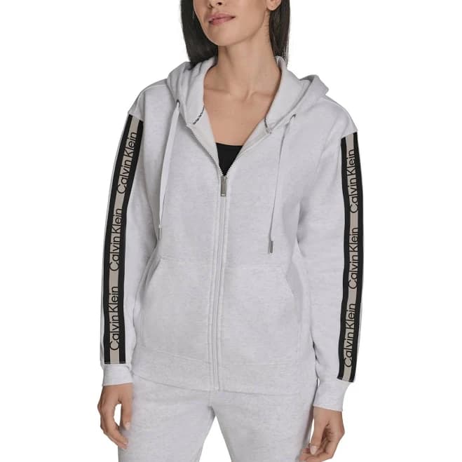 Calvin Klein Women's Fleece Logo Tape Hoodie Jacket