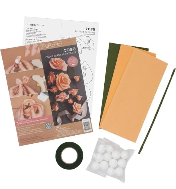 Crepe Paper Rose Flower Kit