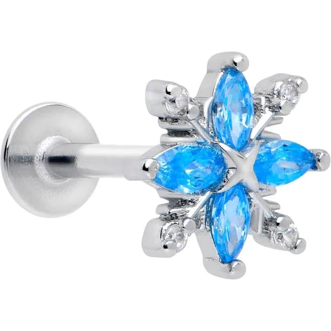 Body Candy 16G Surgical Steel Blue Cz Gem Labret Stud