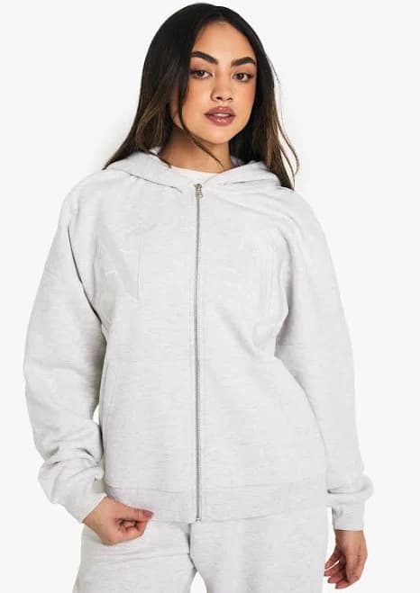 Boohoo Women's NY Embroidered Oversized Zip Hoodie