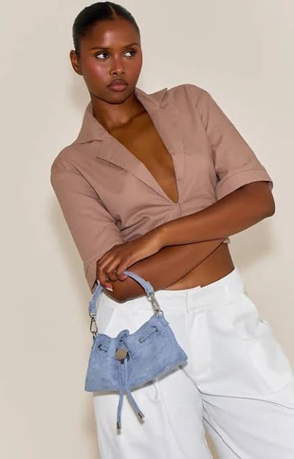 Faux Suede Drawstring Mini Bag