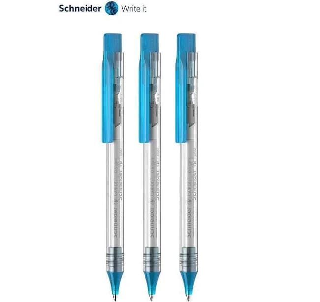 Schneider Fave Click-Top Ballpoint Pens 3 Pack Blue