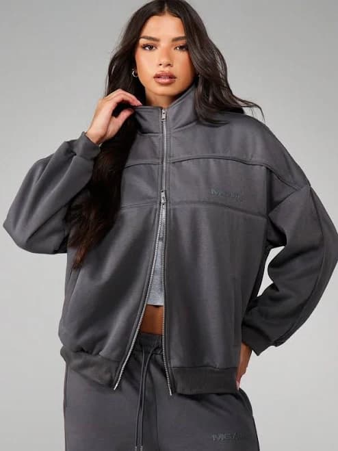 Missguided Oversized Full Zip Funnel Neck Sweatshirt