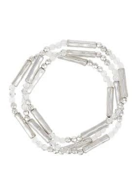 Wonderly 3 Row Beaded Stretch Bracelet Set