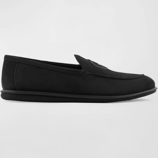 Giorgio Armani Suede Loafers with embroidered Logo Man