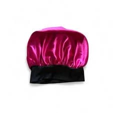 pink satin silk bonnet with black trim for unisex brand new ships same day m
