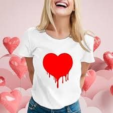 RUIRUILICO Valentine's Day T-shirts Women's Love Heart T-Shirt Cute Heart Pattern Shirts Classic Crew Neck Tees Fashion Valentine's Day Blouse Tops, D-white, S : Amazon.ie: Fashion