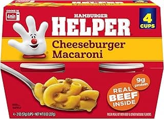 Hamburger Helper Cheeseburger Macaroni Microwave Cup (2 oz - 4 Pack) No Artificial Flavors, Ready in 4 Minutes, Quick Meals for Midweek Dinners, Busy Evenings & Families On-the-Go