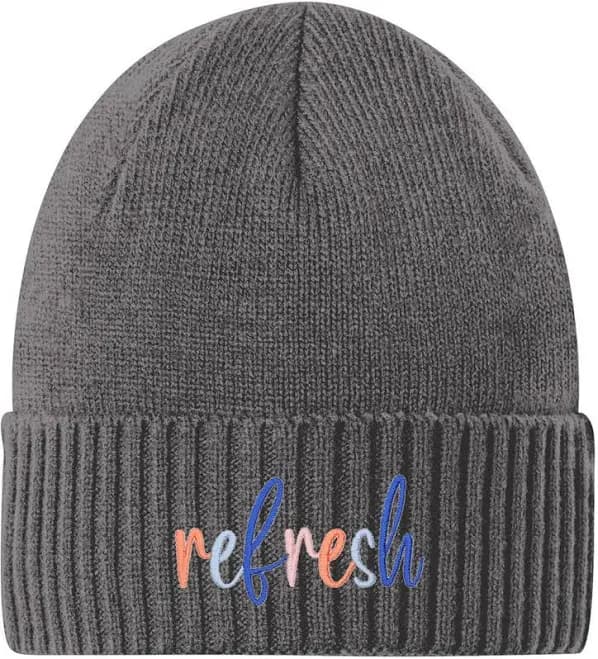Custom Embroidered Rib Knit Cuff Beanie | Unisex | Deep Black | Port Authority Hats & Caps from Thread Logic