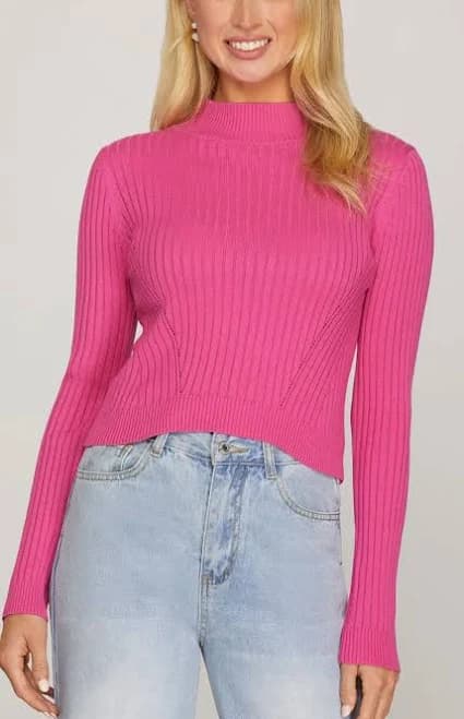 Chic Mock Neck Ribbed Sweater
