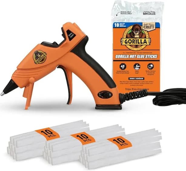 Gorilla Dual Temp Mini Hot Glue Gun Kit with 30 Hot Glue Sticks
