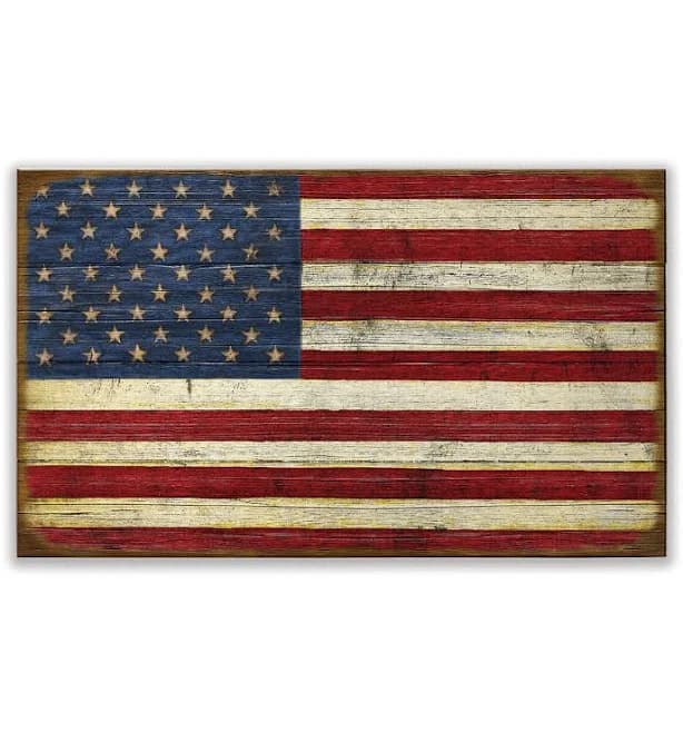 USA Classic Flag: Distressed - Wood & Metal Wall Art Wood / 30" x 18"