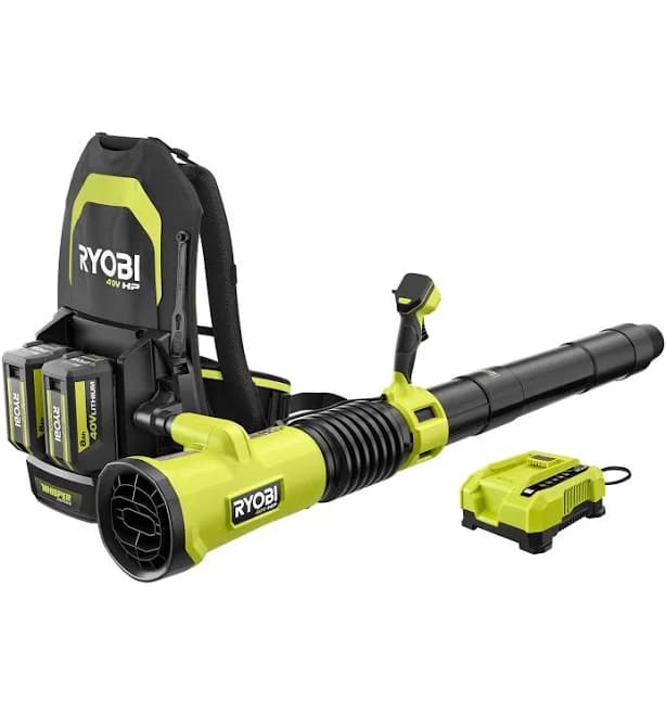 RYOBI 40V HP Brushless Whisper Series 180 MPH 850 CFM Cordless Battery Backpack Leaf Blower with 8.0 Ah Battery and Charger