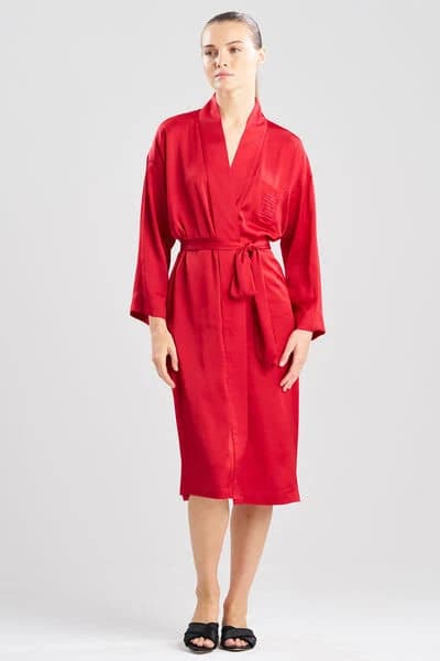 Natori Women's Satin Essentials Embroidered Robe