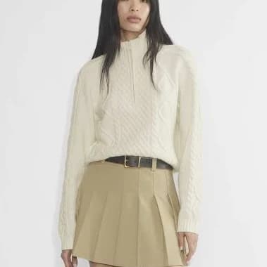 Sunday Best Women's Boreal 1/4 Zip Sweater in Whisper White | 2XS | Wool/Nylon/Cotton