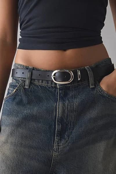 Urban Outfitters Essential Oval Buckle Leather Belt