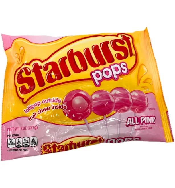 Starburst Pops All Pink Strawberry Lollipops