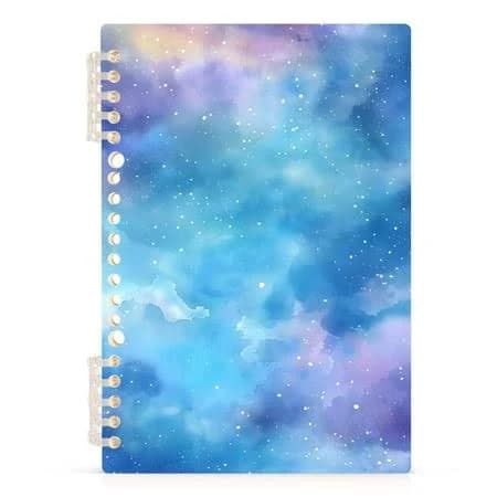 Starry Light Blue Sky Spiral Journal Notebook College Ruled Notebook 8.3 inch x 5.7 inch A5 Lined Thick Paper Page, Size: Small