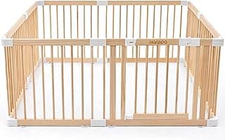 HARPPA Baby Gate Playpen Wooden Playpen for Babies and Toddlers Large Play Yards Baby Fence Play Area 57 x 57 x 24 inch